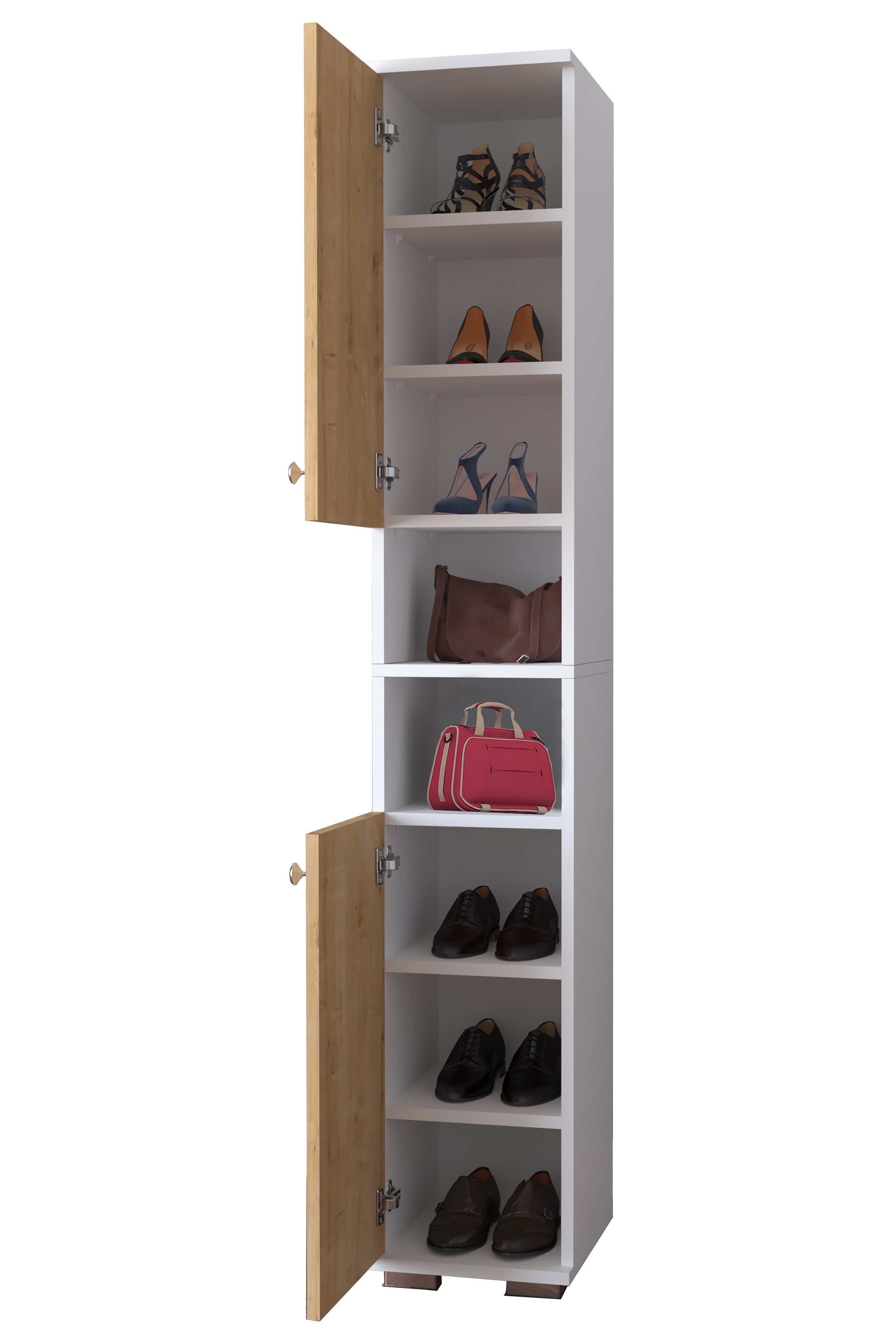 Skoskab     178      30      33 Cm  Naturfarvet Og Hvid