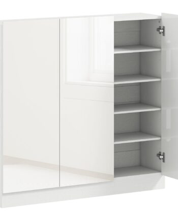 Skoskab Med 10 Hylder Til 25-30 Par Sko  Ventilationshuller  Soft-close Døre  Træ  Hvid