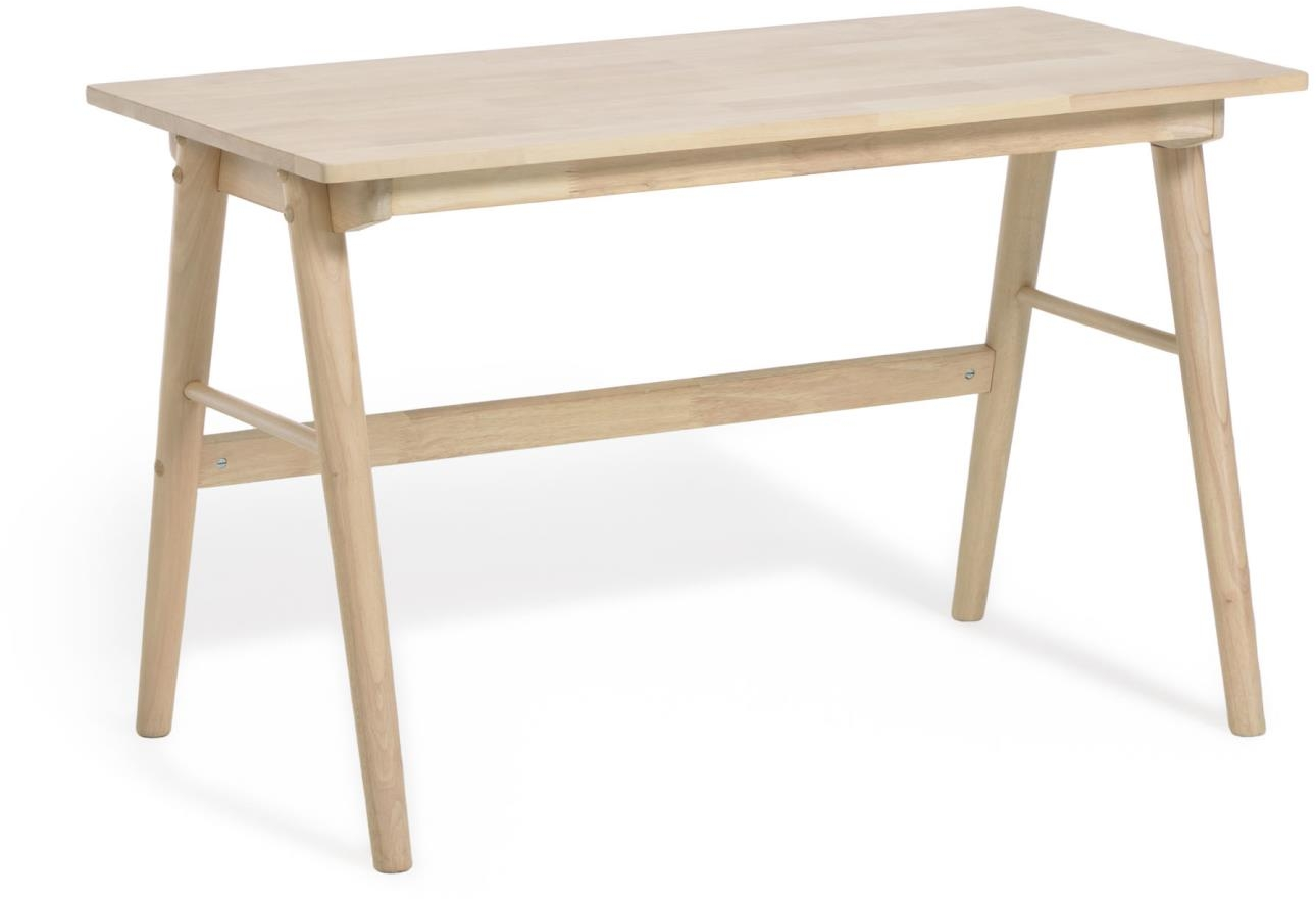 Skrivebord Kave Home Curie   Massivt Gummitræ Arbejdsbord  Nordisk Moderne Design  120x60x73 Cm