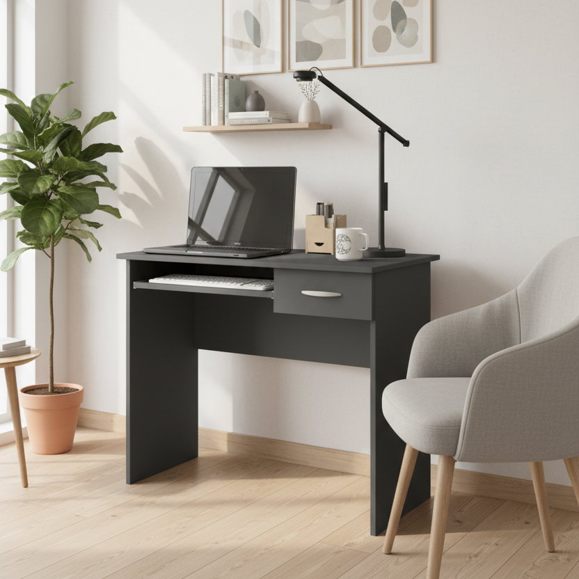 Skrivebord Med Tastaturudtræk     75      85      50 Cm  Antracit