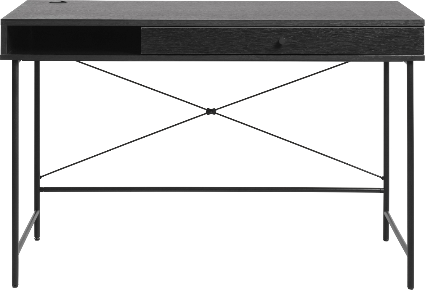 Skrivebord Nordique Design Pensacola   Sort Metalstel   Poly-rattan Front   H76ã B120ã D60 Cm