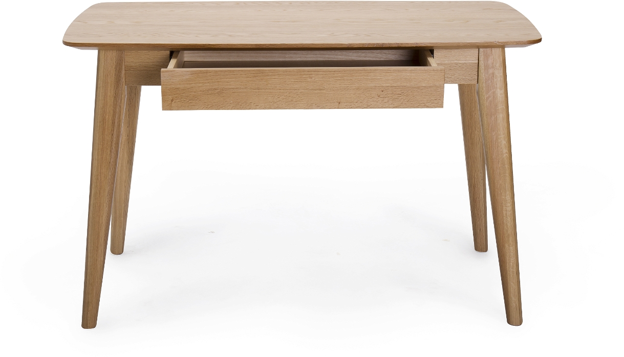 Skrivebord Nordique Design Rho   Massivt Egetræ Med Integreret Skuffe  Natur  H75xb60xd120 Cm