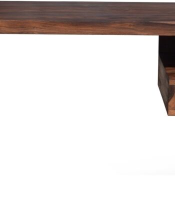 Skrivebord Obuzi Hayfay Retro   Massivt Rosentræ Med Hylde   Skuffe   140x50 Cm  Mørk Natur Sort Stel
