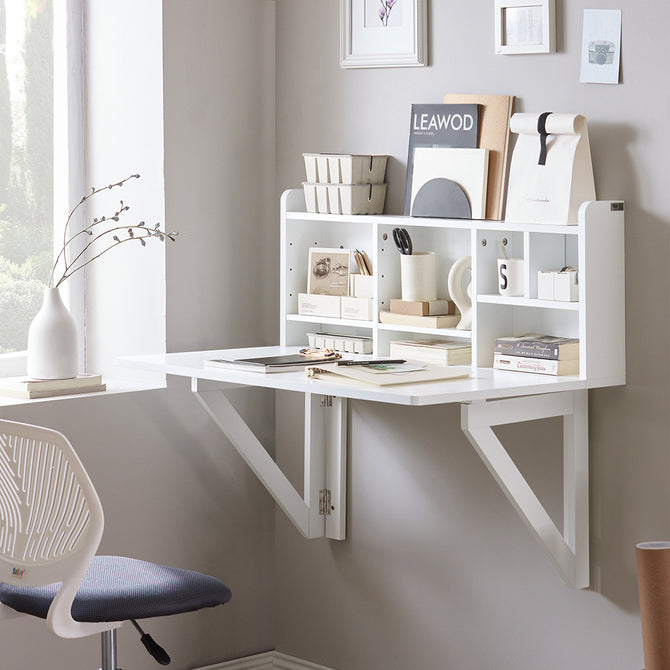 Skrivebord Til Væggen  Foldbar  90x60x78 Cm  Hvid
