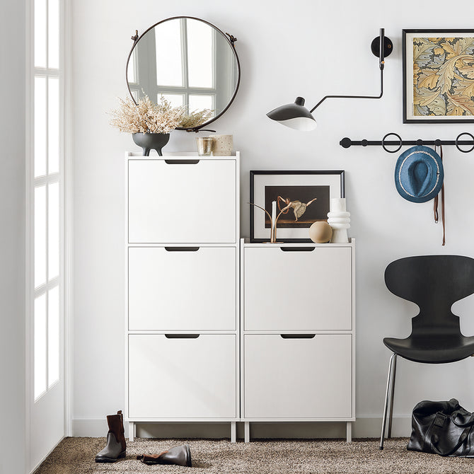 Slankt Skoskab   Minimalistisk Stil  19x91x50 Cm  Hvid