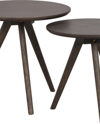 Småbord Rowico Yumi Rundt Sidebord ø50 H45 Cm   Massiv Eg Og Mdf Egetræsfinér Brun Skandinavisk Elegance