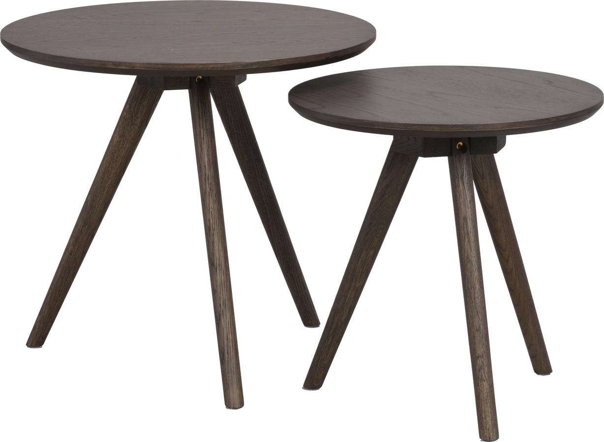 Småbord Rowico Yumi Rundt Sidebord ø50 H45 Cm Massiv Eg Og Mdf Egetræsfinér Brun Skandinavisk Elegance