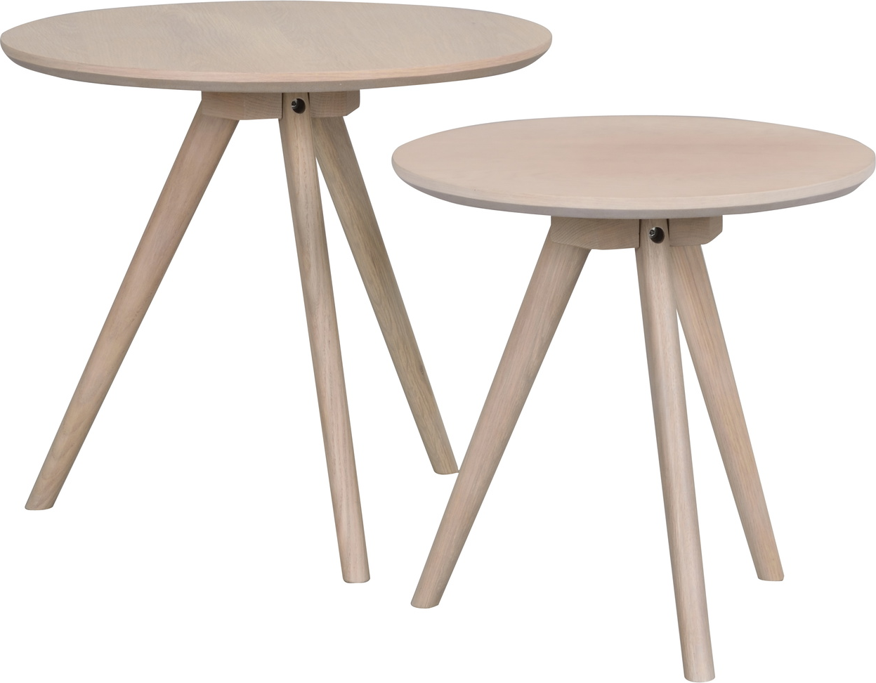 Småbord Rowico Yumi ø50 H45 Cm Hvidkalket Sidebord Lakeret Mdf Massivt Egetræ