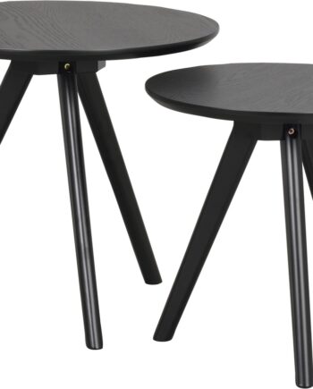 Småbord Sidebord Rowico Yumi ø50   H45 Cm   Sort Lakeret Askfiner-mdf Med Gummitræben
