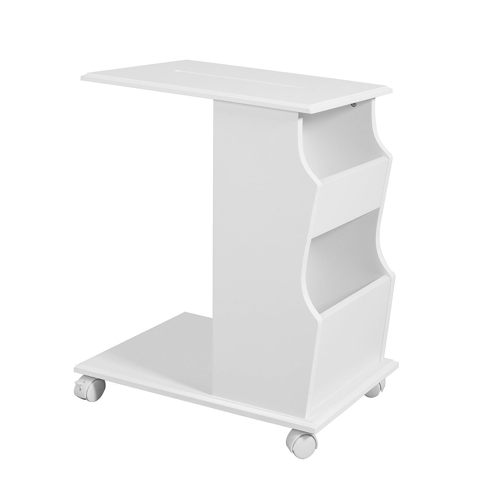 Smart Sidebord Med Hjul Og Ipad Holder  Hvid