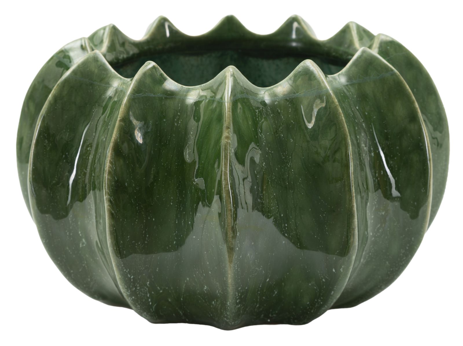 Smuk Keramisk Skål   Grøn Farve    13x5 Cm