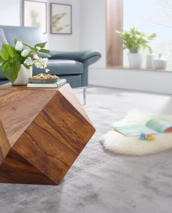 Sofabord   Diamantform  Massivt Træ  57   42     57 Cm  Brun