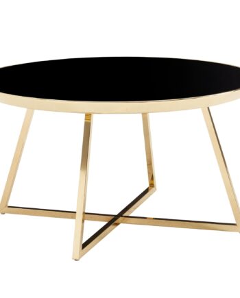 Sofabord   Glam-stil  Metal Og Glas  76x76x41 Cm  Sort