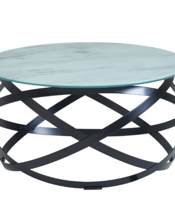 Sofabord   Glas Med Marmor-look  60x60x30 Cm  Hvid