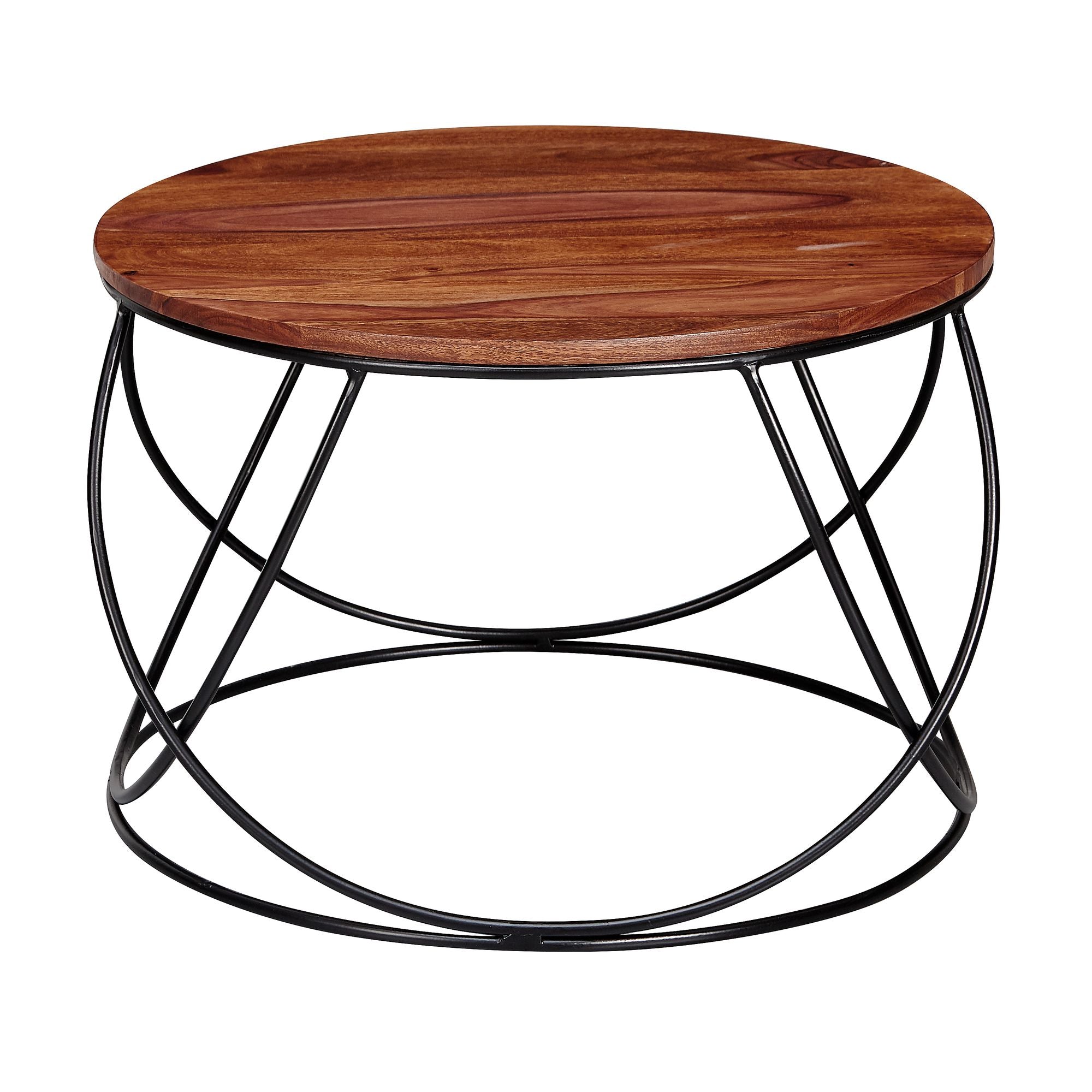 Sofabord Massivt Træ Metal 60 40 60 Cm Inudstrielt Look Brun