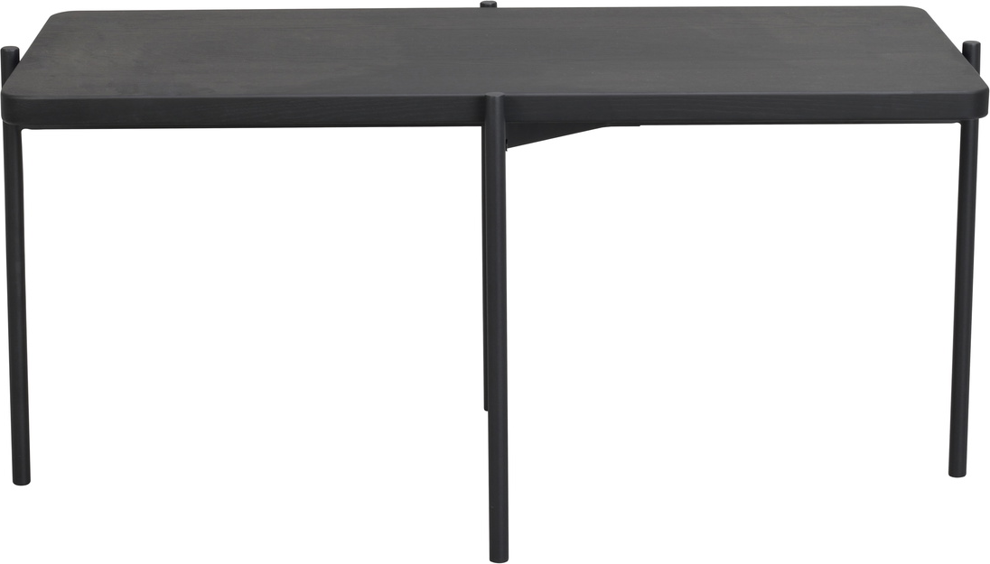 Sofabord Kaffebord Shelton Rowico Massivt Europæisk Asketræ Med Sort Olie Og Pulverlakerede Metalben H45xb50xl95 Cm Fsc