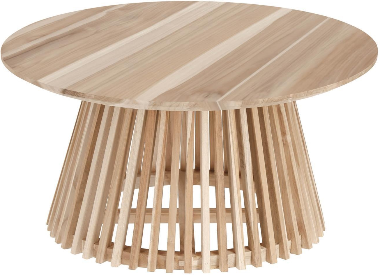 Sofabord Kave Home Jeanette Rundt   Lakeret Massiv Teak ø80 Cm Rustikt Kolonialt Design