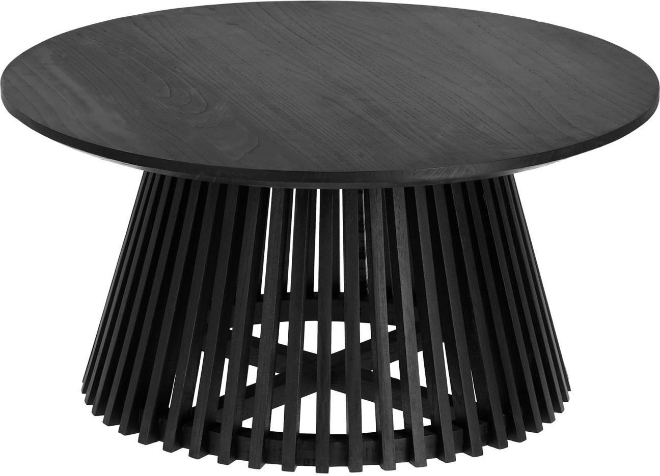 Sofabord Kave Home Jeanette 80   80   40 Cm Massivt Minditræ Sort Rustik Kolonial
