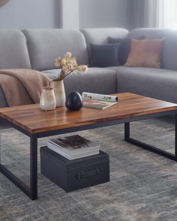 Sofabord   Loungebord   Massivt Træ  110x40x60 Cm  Industrielt Look  Brun
