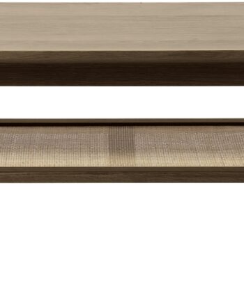 Sofabord Nordique Design Barrali   Røget Egetræ Med Rattan Hylde H45xb60xl120 Cm