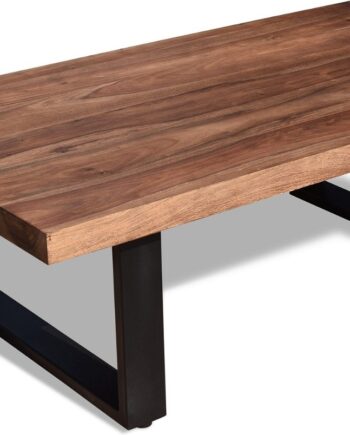 Sofabord Obuzi Hayfay   Massivt Rosentræ   Sort Jernstel  120x70 Cm Kaffebord