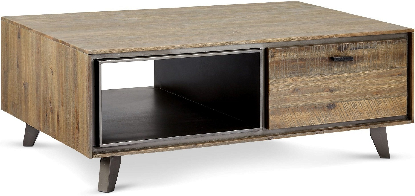 Sofabord Raymond   Hallmark Fareham 120x75x45 Cm Akacietræ Brun Industrielt Loungebord Med Skuffe