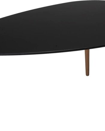 Sofabord Raymond   Hallmark Forden Dråbeformet Mdf Sort Med Naturlige Træben H45xb66xl116 Cm