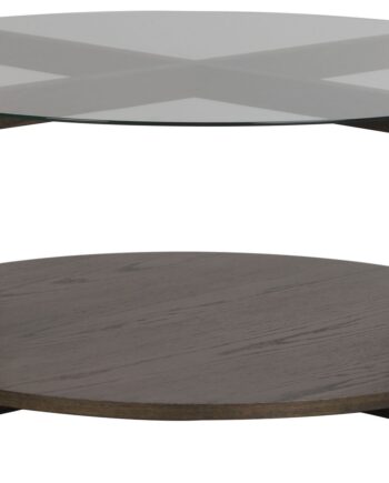 Sofabord Rowico Arran ø93   H45 Cm Rund Loungebord Glas   Massivt Egetræ Fsc 100  Lakeret