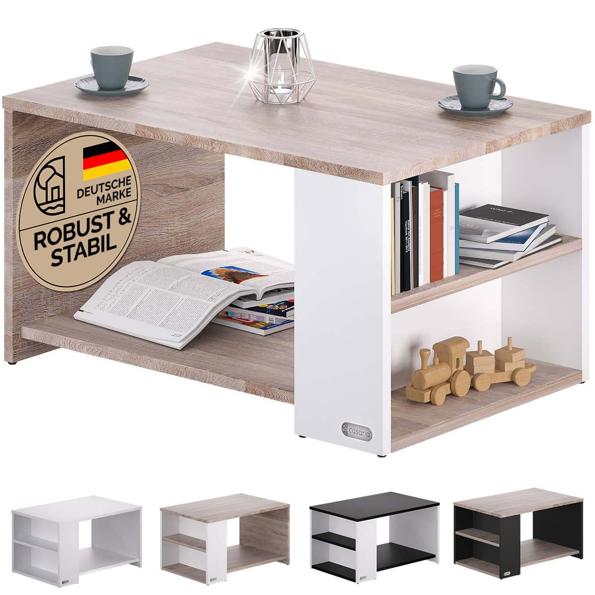 Sofabord Santa Cruz Hvid Eg 90x59x47cm