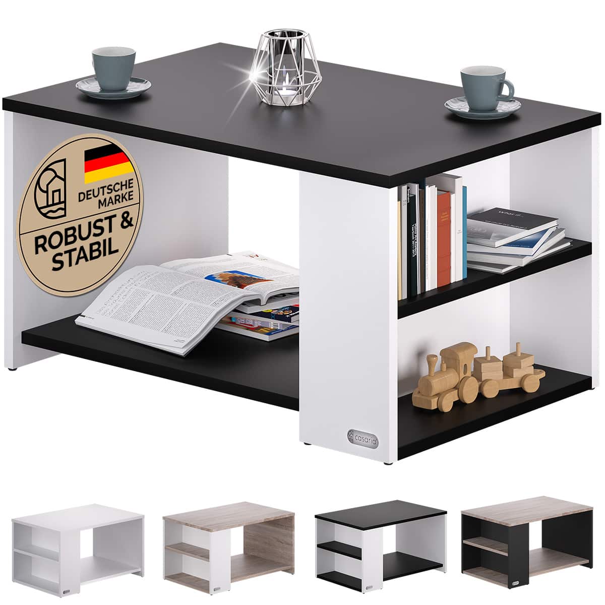 Sofabord Santa Cruz Hvid Sort 90x59x47cm