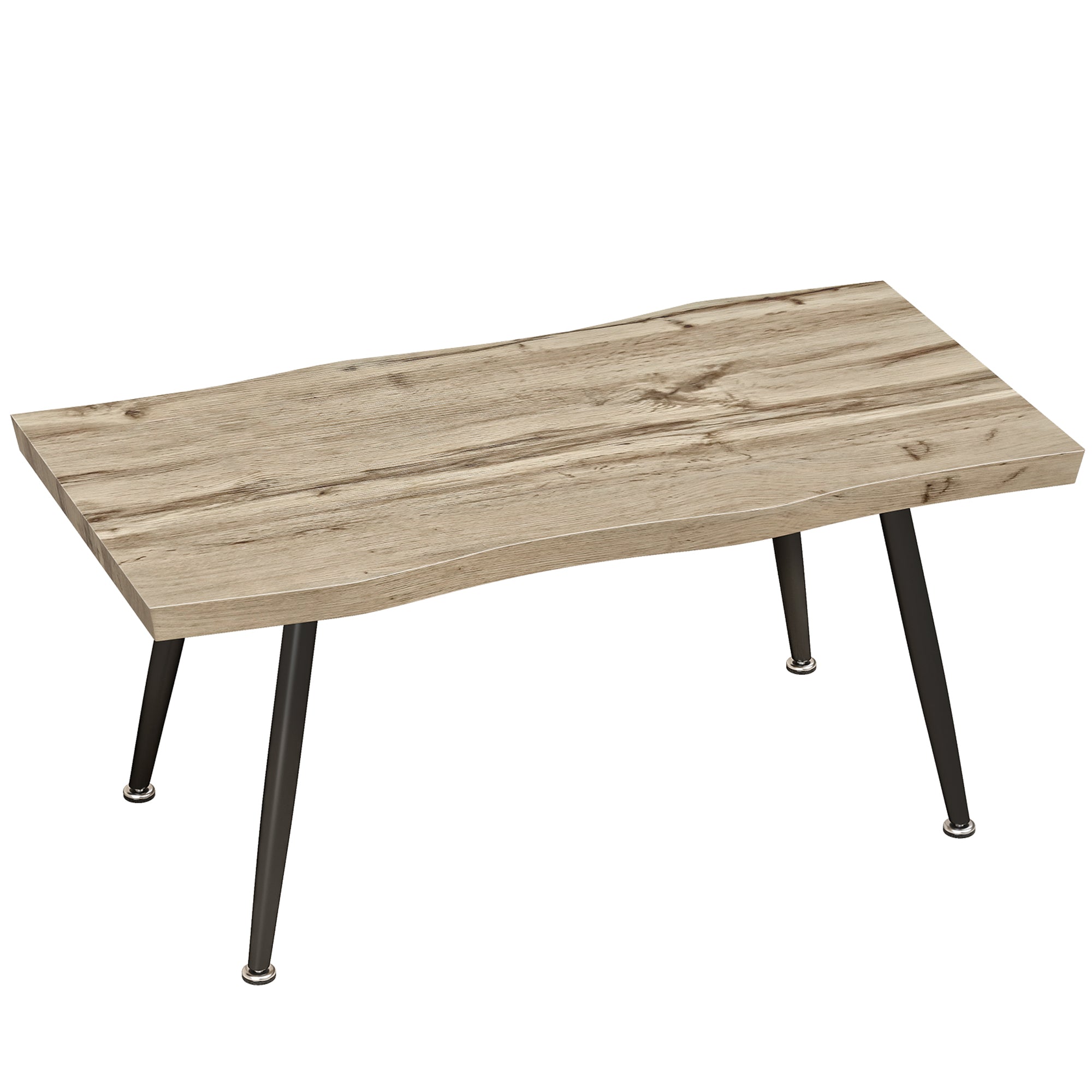 Sofabord Sidebord Med Metalben    Cm Tyk Bordplade  Stuebord  100   50   45 Cm  Eg Og Sort
