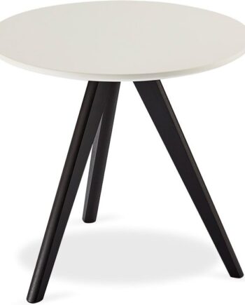 Sofabord Sidebord Raymond   Hallmark Lane   Mdf  Hvid Bordplade Med Sorte Skrå Ben  40ã 40ã 40 Cm