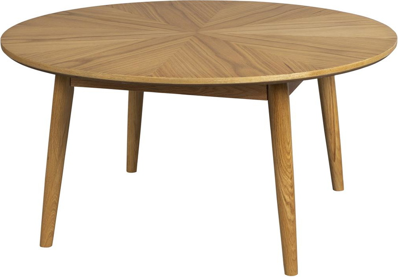 Sofabord Studio White Fabio ø80 H40 Cm Nougat Egetræsfiner Rundt Loungebord