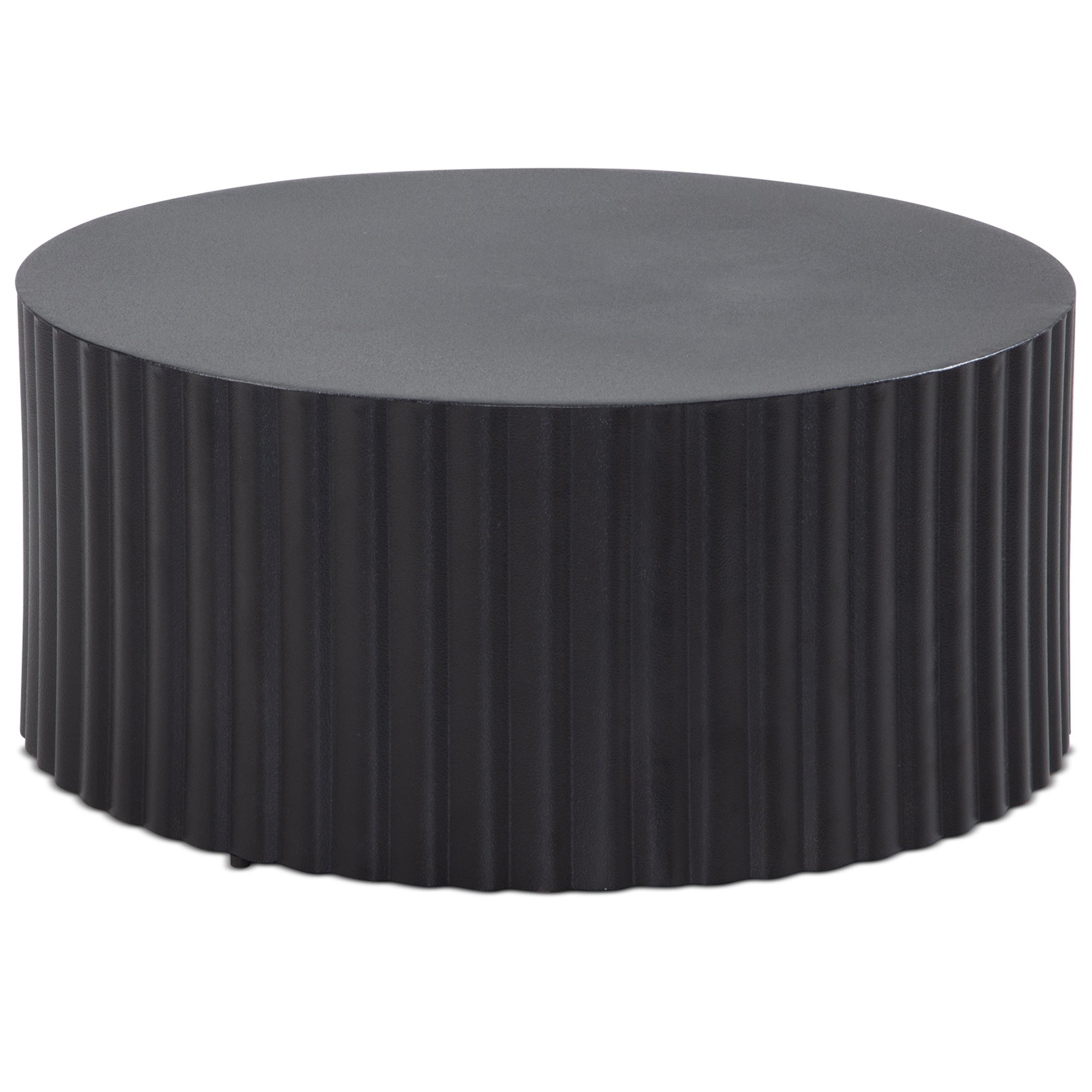 Sofabord 67x67x31 Cm  Metal  Sort  Rundt Sofabord  Designer Stuebord Med Bølgemønster  Jern Sofabord Med Lameldesign  Lille Bord  Sidebord  Moderne Stue
