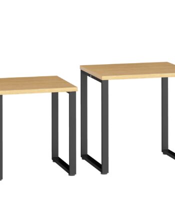 Sofabordsæt Med    Stuebord Med Metalstel Til Stuen  Naturlig Finish