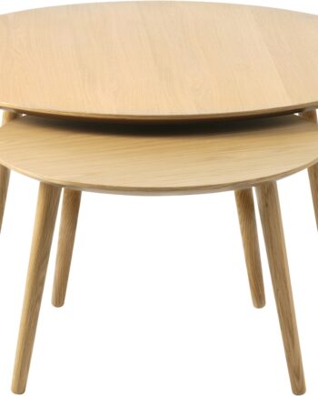 Sofabordssæt Nordique Design Adda    Runde Borde   Natur Egetræ Fsc-certificeret ø88 58 H45 41 Cm