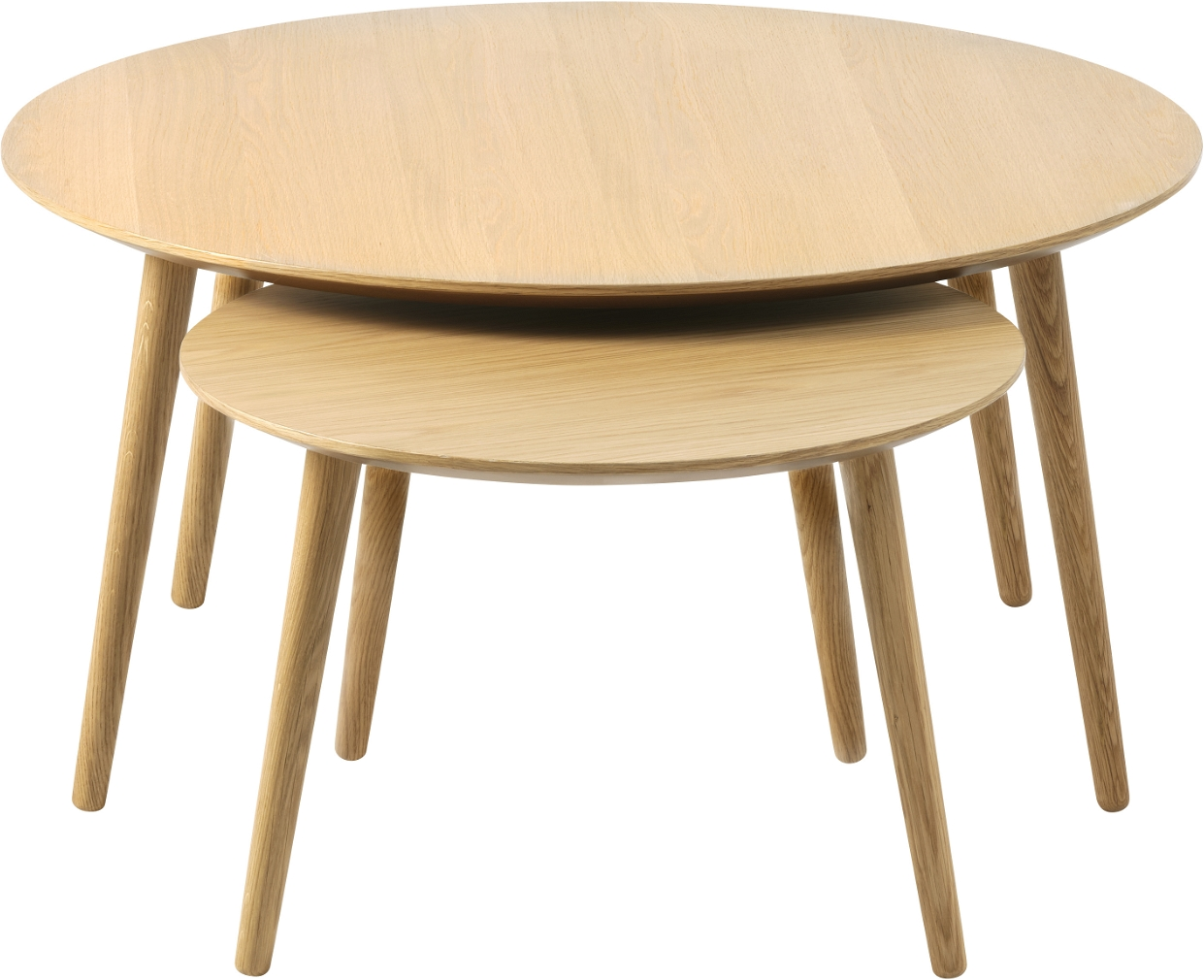 Sofabordssæt Nordique Design Adda    Runde Borde   Natur Egetræ Fsc-certificeret ø88 58 H45 41 Cm