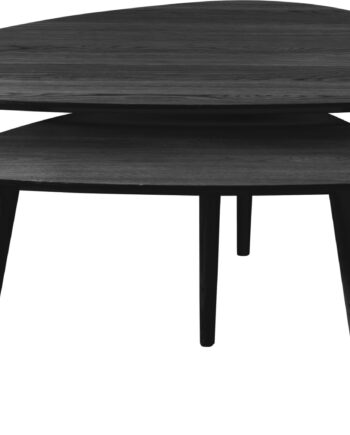 Sofabordssæt Nordique Design Adda Trekantede Borde   Sort Mdf Og Egetræ