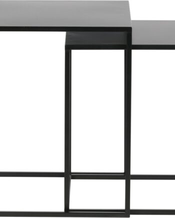 Sofabordssæt Woood Ziva   Sort Jern  Moderne Design  45x45 40x40 Cm