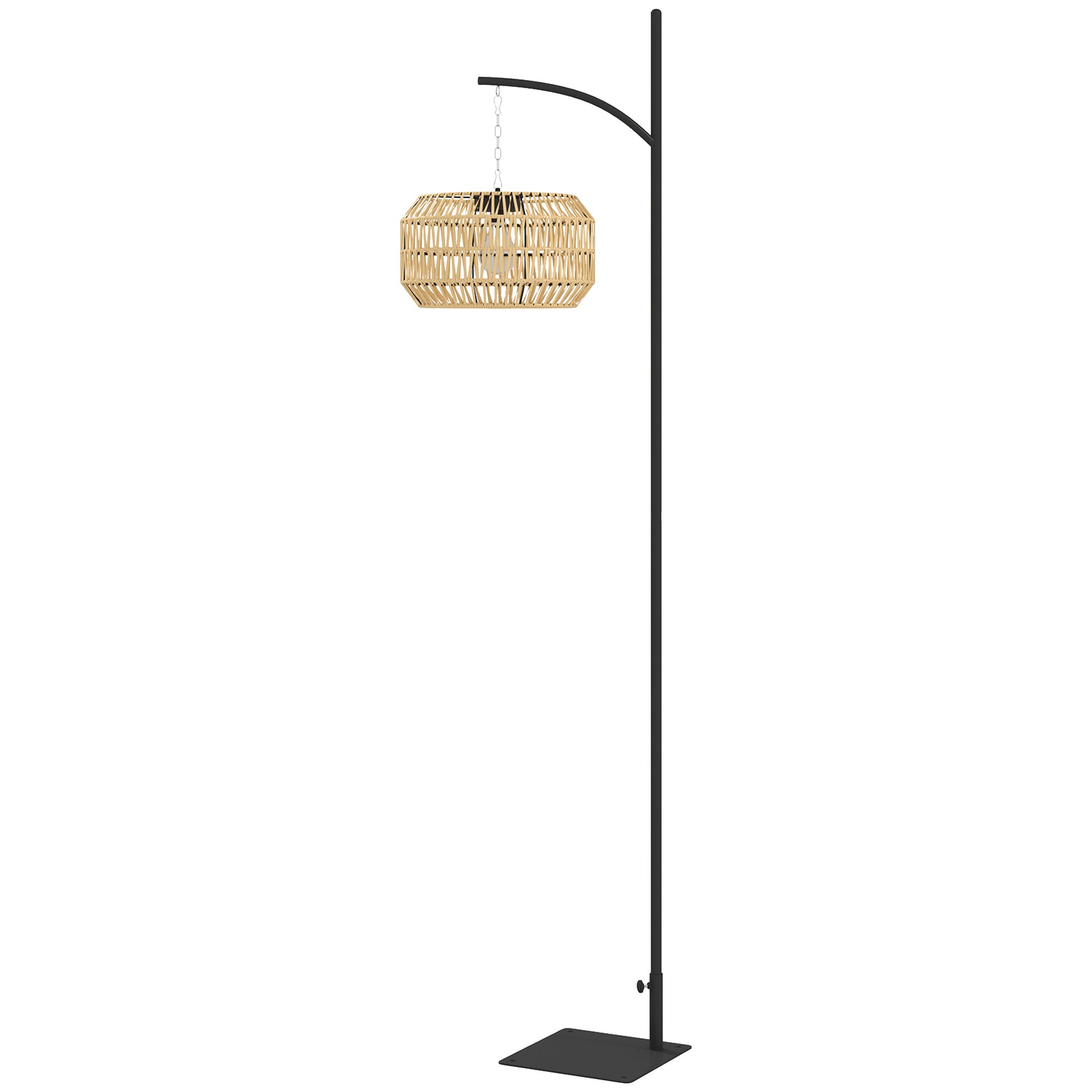 Solcellegulvlampe Rottingstil Solcellelamper Med Lyssensor Automatisk Solcellelys Boho-stil Ip44 Sort Gul