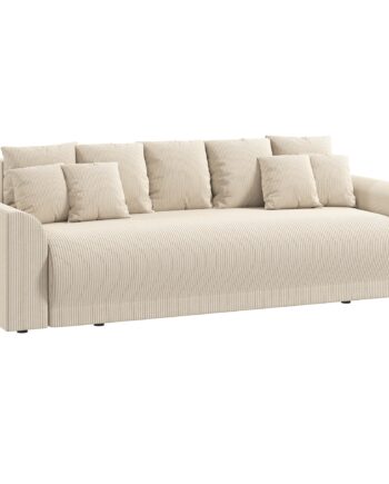 Sovesofa 190x150cm  -personers Sofa Med Sovefunktion  Hynder  Opbevaringsplads  Corduroy-look Til Stuen  Beige