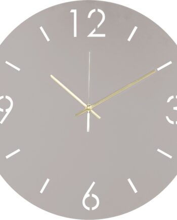 Spinder Design Time Vægur Taupe Pulverlakeret Stål ø40 Cm Nordisk Minimalistisk Udskårede Hvide Tal Gyldne Visere