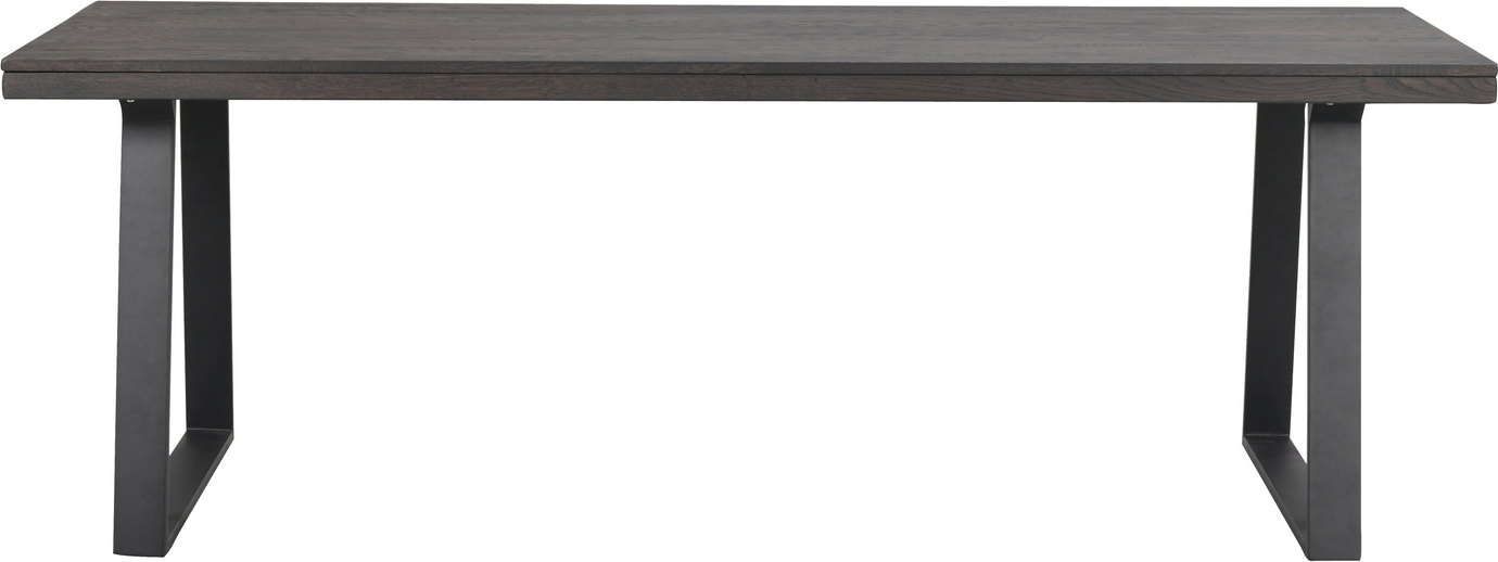 Spisebord Rowico Brooklyn   Massivt Egetræ Med  -formede Metalben 220   95 Cm Mørkebrun Sort