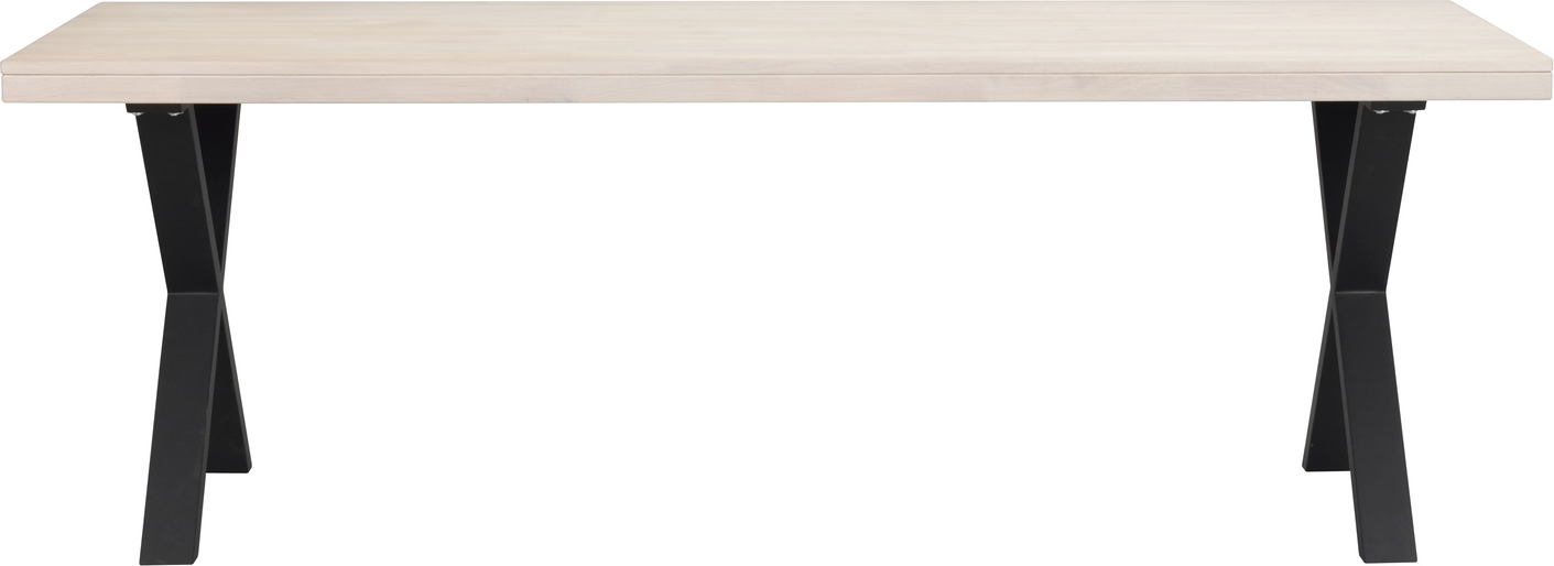 Spisebord Rowico Brooklyn 220x95 Cm Hvidvasket  Oliebehandlet Egetræ Med Sorte  -ben