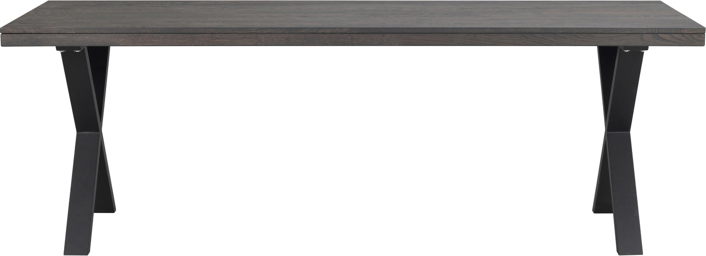 Spisebord Rowico Brooklyn  -ben 220x95 Cm Massiv Egetræ Mørkebrun Metal