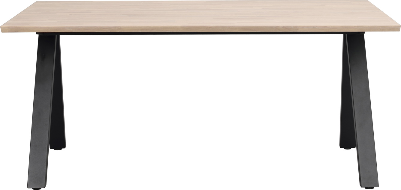 Spisebord Rowico Carradale   Hvidkalket Eg Med Sort Pulverlakeret  -bensramme 170x100 Cm Fsc-certificeret