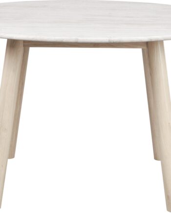 Spisebord Rowico Taransay Rund ø125 Cm Massiv Italiensk Travertin Bordplade Fsc Egetræ Stel Beige Hvidvasket