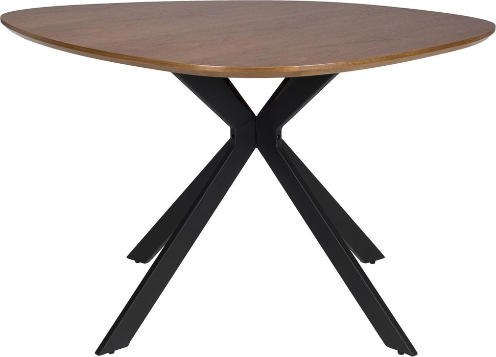Spisebord Studio White Chase Mdf Med Mørk Valnøddefiner Og Sortlakerede Metalben 110x110x75 Cm