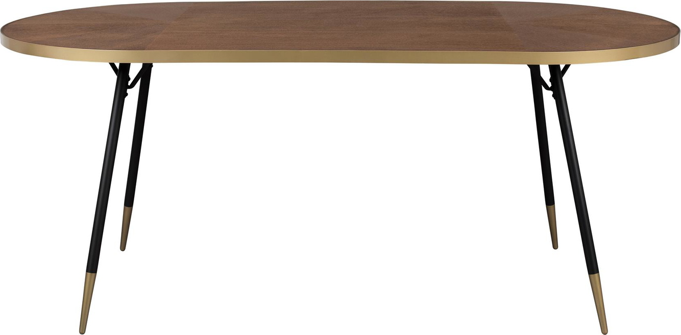 Spisebord Studio White Denise Ovalt Mørk Natur Askefiner Med Sort Metalstel 180x90x75 Cm