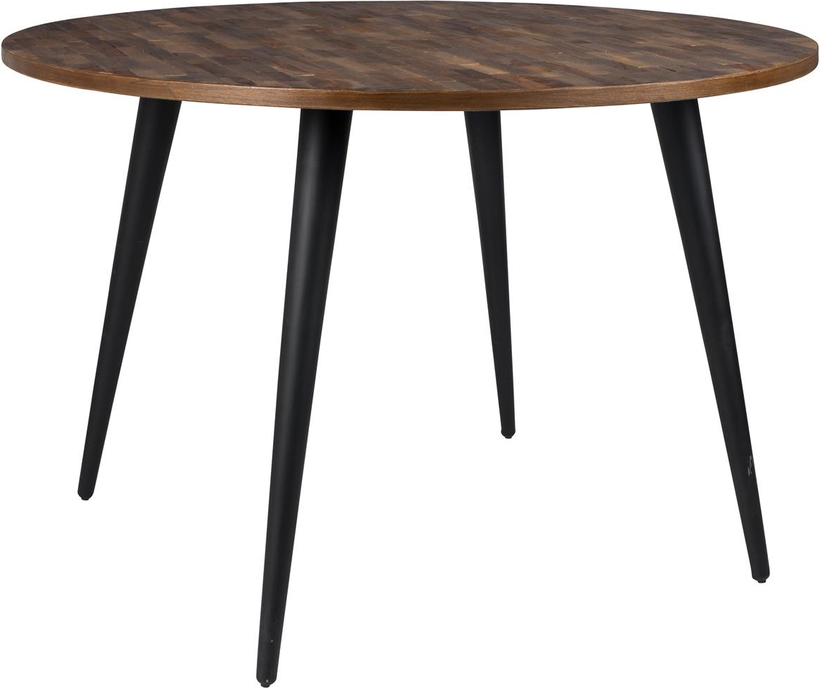 Spisebord Studio White Mo Rundt ø110 Cm Lakeret Teak Sort Metalunderstel